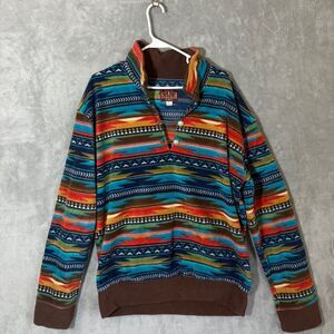 Vintage Western Wits Women's L Southwestern Fleece Pullover Jacket Striped USA
